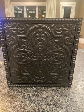 Decorative Embossed Metal Wall Tile Panel in Dark Bronze